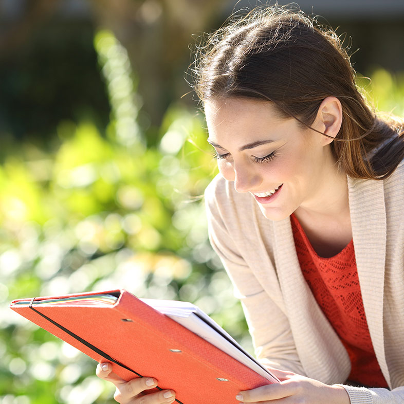 woman reading book